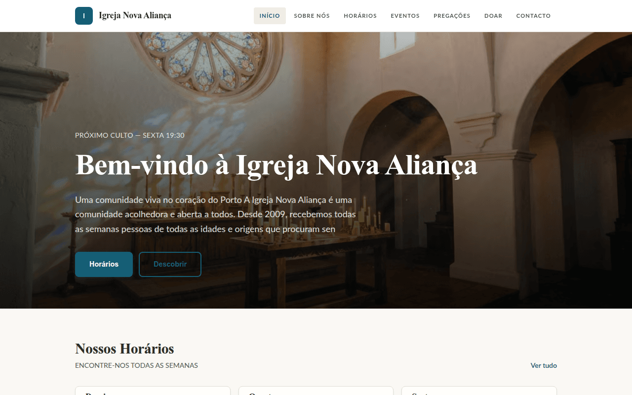 Pré-visualização do site demo