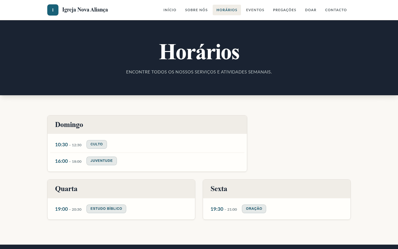 Horários